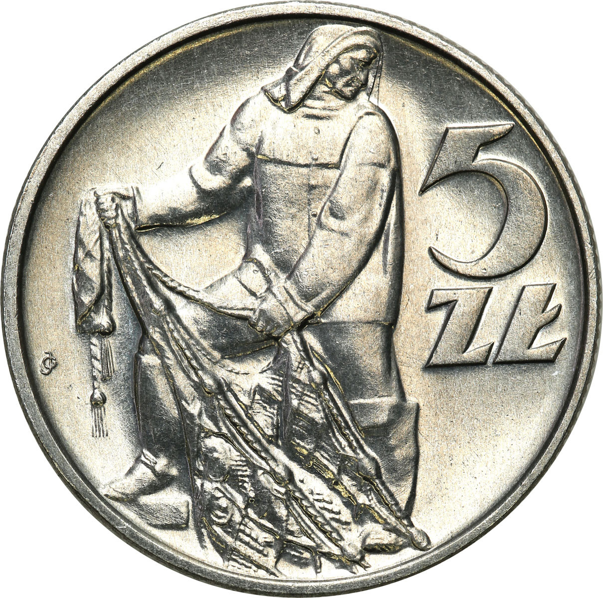 PRL.  5 złotych 1971 rybak - PIĘKNY